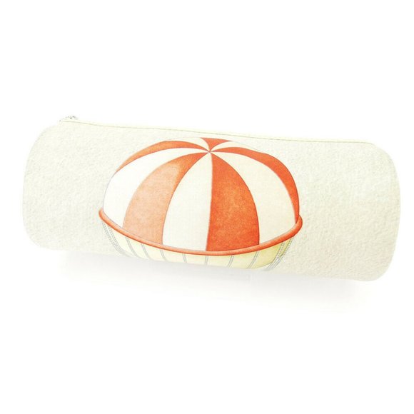 BVLGARI pouch balloon motif gray gray beige canvas �~ leather Auth used C3731